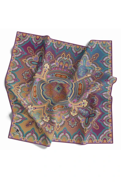 Kristal Şal Desenli Mor Renkli 90x90 Dikim Şekli : El Dikişi Eşarp (İpek İçermez) ürün görseli