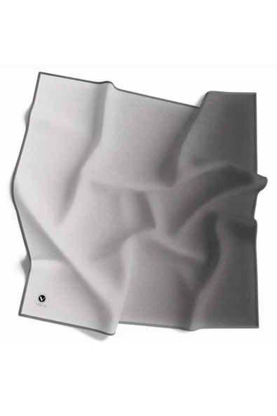 Kristal Degrade Desenli Gümüş Renkli 90x90 Eşarp (İpek İçermez) Kenar Dikiş Şekli El Dikişli ürün görseli