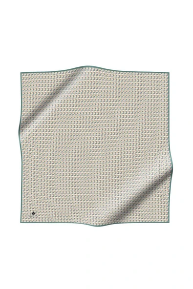 %100 Twill İpek Çizgi Desenli Mint Yeşili Renkli 90x90 Eşarp Dikim Şekli : El Dikişi - Resim 2