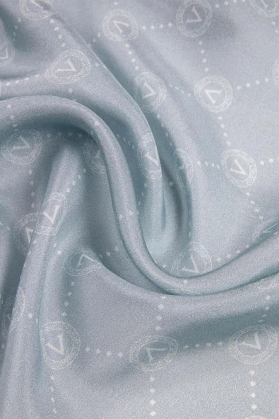 % 100 İpek V Logo Desenli Mint Yeşili Renkli 90x210 Şal - Resim 2