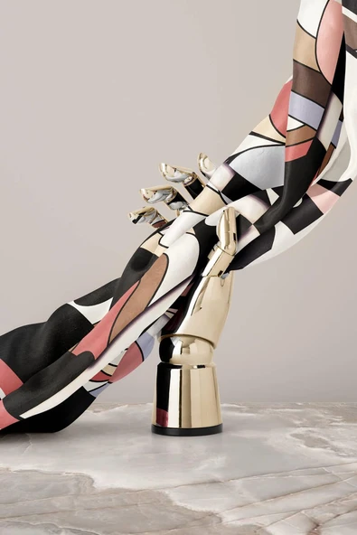 100% Twill İpek Geometrik Desenli Gri - Pudra Renkli 90x90 Dikim Şekli : El Dikişi Eşarp - Resim 5