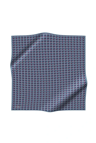 %100 Twill İpek Geometrik Desenli İndigo - Bordo Renkli 90x90 Eşarp Dikim Şekli : El Dikişi - Resim 2
