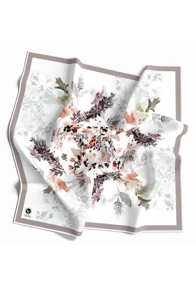 Kristal Sonbahar Yaprak Desenli Taş Renkli 90x90 Eşarp (İpek İçermez) Kenar Dikiş Şekli El Dikişli ürün görseli