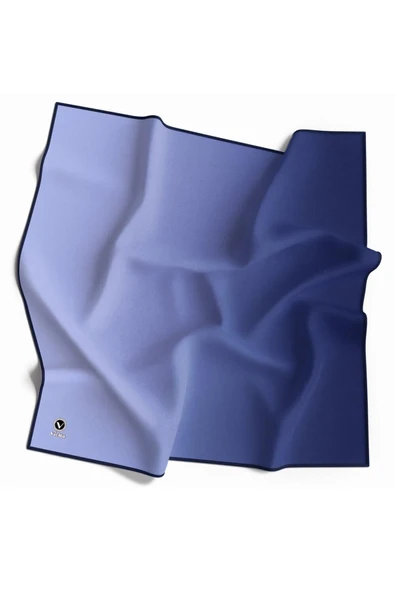 Kristal Degrade Desenli İndigo Renkli 90x90 Eşarp (İpek İçermez) Kenar Dikiş Şekli El Dikişli ürün görseli