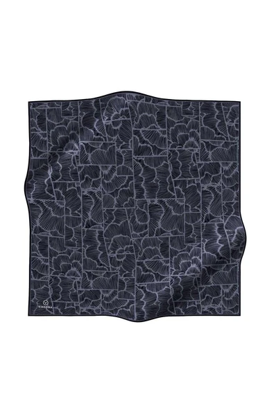 %100 Twill İpek Geometrik Desenli Gri - Siyah Renkli 90x90 Eşarp Dikim Şekli : El Dikişi - Resim 2