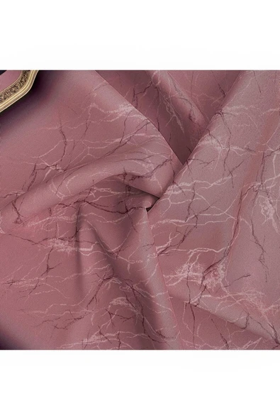 %100 Twill İpek Mermer Desenli Gül Kurusu Renkli 90x90 Eşarp Dikim Şekli : El Dikişi - Resim 6