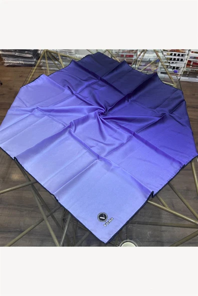 Kristal Degrade Desenli İndigo Renkli 90x90 Eşarp (İpek İçermez) Kenar Dikiş Şekli El Dikişli - Resim 2