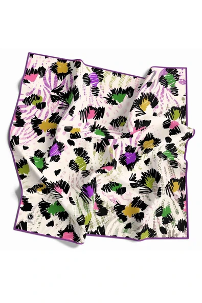 Pamuksu Dokulu Renkli Leopar Desenli Mor Renkli 90x90 Soft Eşarp ürün görseli 1