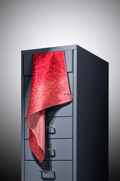 %100 Twill İpek Degrade Desenli Bordo Renkli 90x90 Eşarp Dikim Şekli : El Dikişi - Resim 3