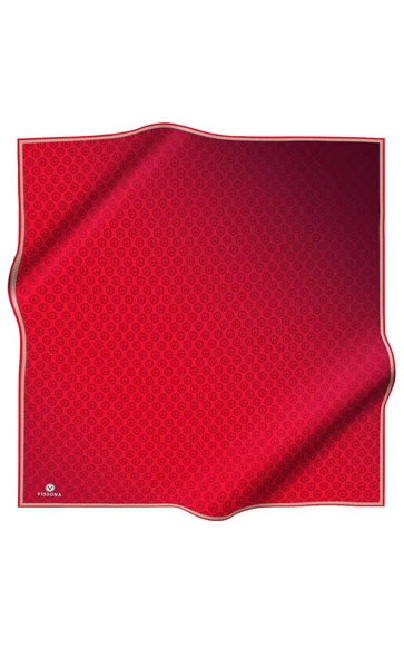 % 57 İPEK % 43 VİSKON Twill İpek Monogram Desenli Kırmızı Renkli 90x90 Eşarp Dikim Şekli : El Dikişi - Resim 2