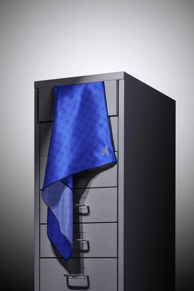 %100 Twill İpek Monogram Desenli Saks Renkli 90x90 Eşarp Dikim Şekli : El Dikişi - Resim 4