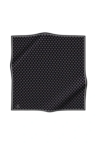 %100 Twill İpek Geometrik Desenli Siyah - Beyaz Renkli 90x90 Eşarp Dikim Şekli : El Dikişi - Resim 2