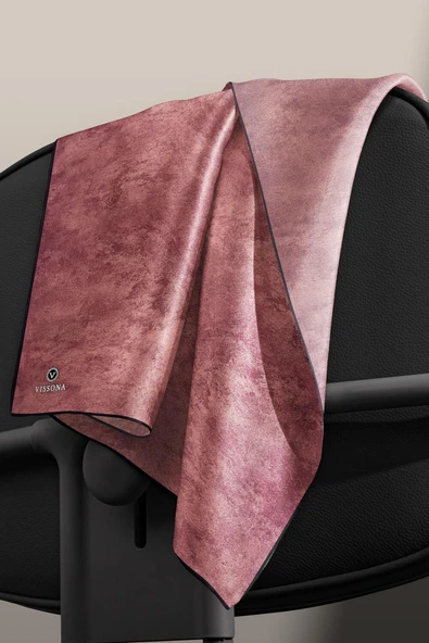 %100 Twill İpek Doku Desenli Gül Kurusu Renkli 90x90 Eşarp Dikim Şekli : El Dikişi - Resim 5