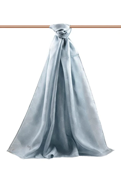 % 100 İpek V Logo Desenli Mint Yeşili Renkli 90x210 Şal - Resim 4