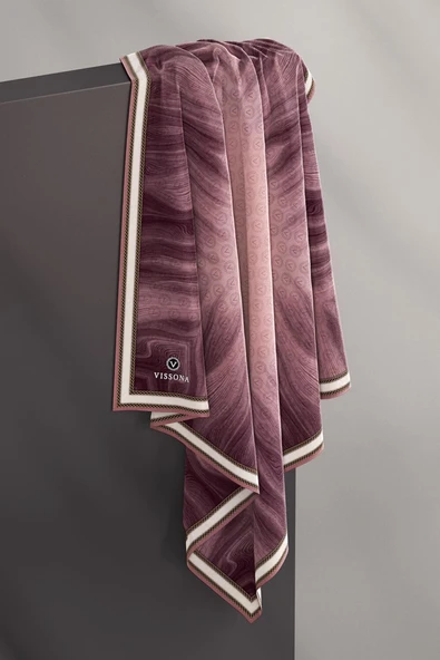 100% Twill İpek Monogram Desenli Pudra Renkli 90x90 Dikim Şekli : El Dikişi Eşarp - Resim 4