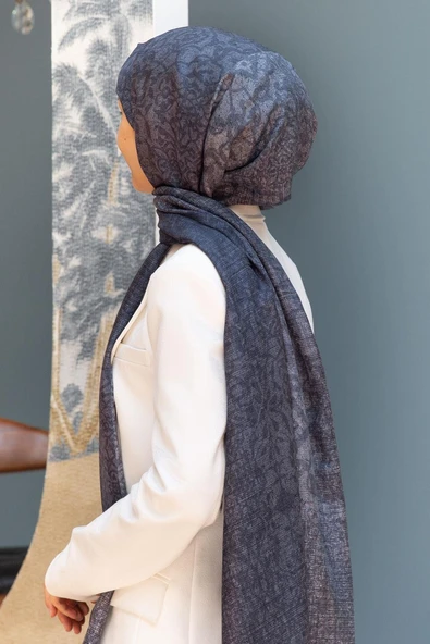 % 100 İpek Damask Desenli Pudra Renkli 90x210 Şal ürün görseli 1