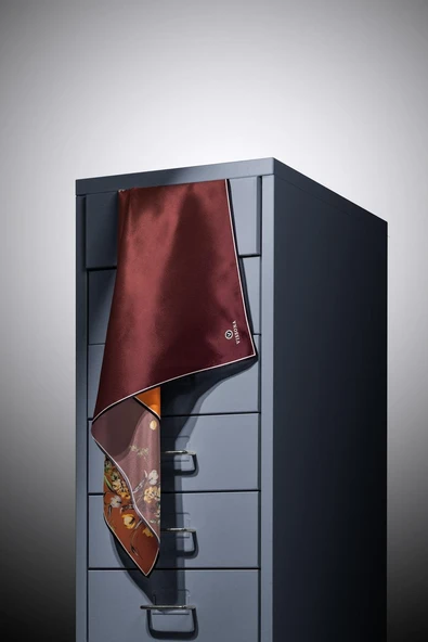 %100 Twill İpek Sonsuz Çiçek Desenli Taba Renkli 90x90 Eşarp Dikim Şekli : El Dikişi - Resim 4