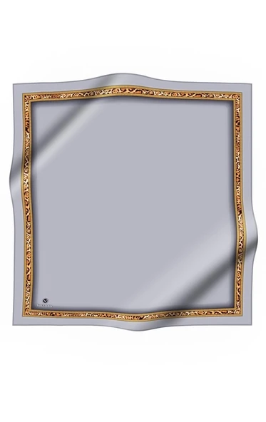 %100 Twill İpek Bordürü Leoparlı Düz Desenli Gümüş- Gold Renkli 90x90 Eşarp Dikim Şekli : El Dikişi - Resim 2