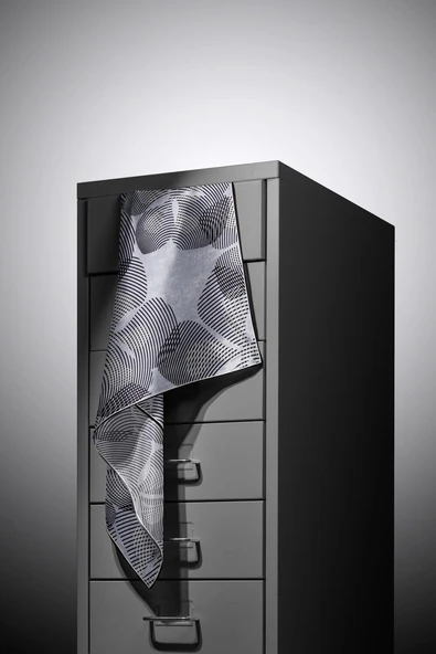 %100 Twill İpek Çizgili Çiçek Desenli Siyah - Gri Renkli 90x90 Eşarp Dikim Şekli : El Dikişi - Resim 3