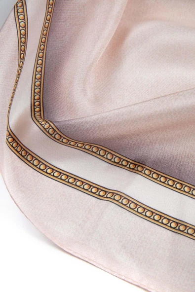 %100 İpek Dokulu Desenli Taba - Taba Renkli 92x210 Şal - Resim 7