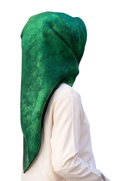 % 57 İPEK % 43 VİSKON Twill İpek Doku Desenli Zümrüt Yeşili Renkli 90x90 Eşarp Dikim Şekli : El Dikişi ürün görseli