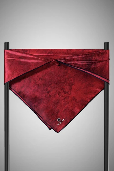 % 57 İPEK % 43 VİSKON Twill İpek Doku Desenli Bordo Renkli 90x90 Eşarp Dikim Şekli : El Dikişi - Resim 6