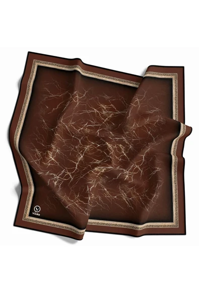 Kristal Zikzak Çizgi Desenli Taba Renkli 90x90 Eşarp (İpek İçermez) Dikim Şekli : El Dikişi ürün görseli