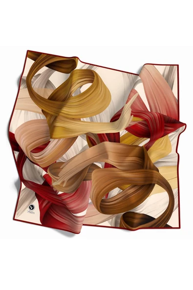 Kristal Helezon Desenli Bordo Renkli 90x90 Eşarp (İpek İçermez) Dikim Şekli : El Dikişi - Resim 2