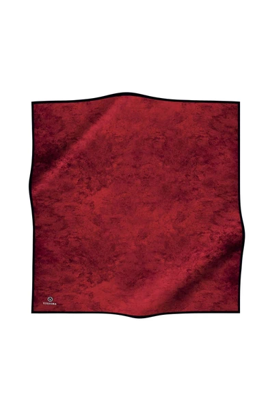 % 57 İPEK % 43 VİSKON Twill İpek Doku Desenli Bordo Renkli 90x90 Eşarp Dikim Şekli : El Dikişi - Resim 2