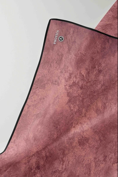 %100 Twill İpek Doku Desenli Gül Kurusu Renkli 90x90 Eşarp Dikim Şekli : El Dikişi - Resim 4