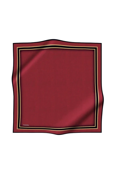 % 57 İPEK % 43 VİSKON Twill İpek Dokulu Şerit Desenli Siyah - Bordo Renkli 90x90 Eşarp Dikim Şekli : El Dikişi - Resim 2