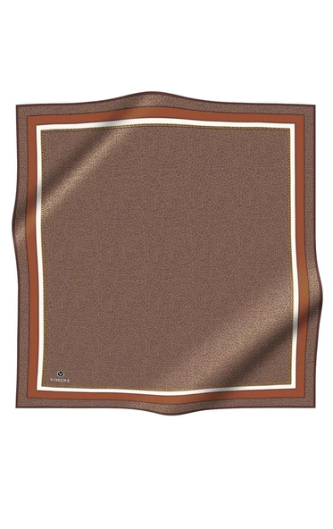 % 57 İPEK % 43 VİSKON Twill İpek Leopar Desenli Vizon Renkli 90x90 Eşarp Dikim Şekli : El Dikişi - Resim 2