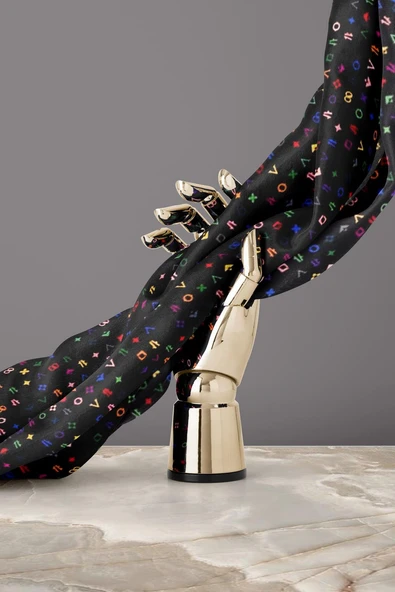 %100 Twill İpek Çıtır Motif Desenli Siyah - Saks Renkli 90x90 Eşarp Dikim Şekli : El Dikişi - Resim 5