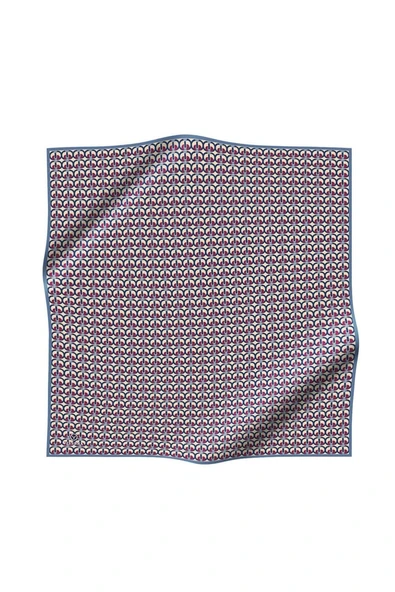 %100 Twill İpek Geometrik Desenli Bej - Mürdüm Renkli 90x90 Eşarp Dikim Şekli : El Dikişi - Resim 2