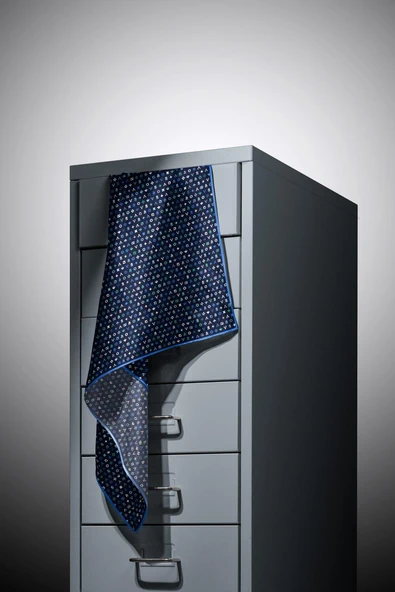 %100 Twill İpek Çıtır Motif Desenli Lacivert - İndigo Renkli 90x90 Eşarp Dikim Şekli : El Dikişi - Resim 6