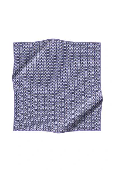 %100 Twill İpek Geometrik Desenli Lila Renkli 90x90 Eşarp Dikim Şekli : El Dikişi - Resim 2