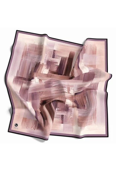 Kristal Fırça Efekti Desenli Lila Renkli 90x90 Eşarp (İpek İçermez) Kenar Dikiş Şekli El Dikişli ürün görseli