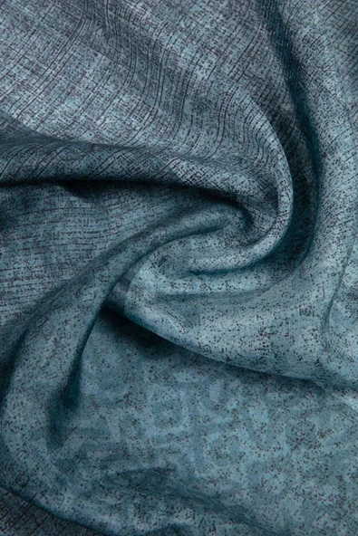 % 100 İpek Damask Desenli Petrol Yeşili Renkli 90x210 Şal - Resim 2