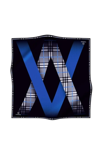 % 57 İPEK % 43 VİSKON Twill İpek Ekose Desenli Saks - Siyah Renkli 90x90 Eşarp Dikim Şekli : El Dikişi - Resim 2