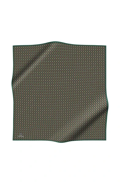 %100 Twill İpek Çizgi Desenli Siyah - Petrol Yeşili Renkli 90x90 Eşarp Dikim Şekli : El Dikişi - Resim 2