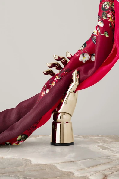 %100 Twill İpek Sonsuz Çiçek Desenli Bordo Renkli 90x90 Eşarp Dikim Şekli : El Dikişi - Resim 6