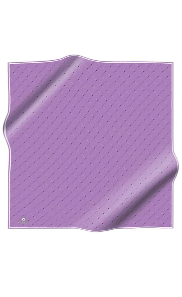 %100 Twill İpek Minik V Desenli Mor Renkli 90x90 Eşarp Dikim Şekli : El Dikişi - Resim 2