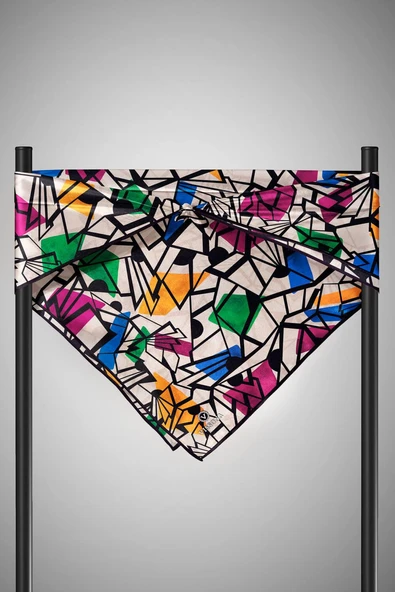 %100 Twill Renkli Petek Desenli Fuşya - Benetton Yeşili Renkli 90x90 Eşarp Dikim Şekli: El Dikişii - Resim 4