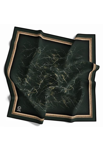 Kristal Zikzak Çizgi Desenli Petrol Yeşili Renkli 90x90 Eşarp (İpek İçermez) Dikim Şekli : El Dikişi ürün görseli