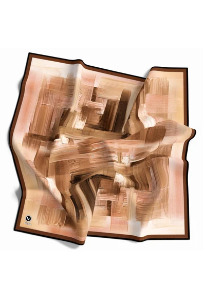 Kristal Fırça Efekti Desenli Taba Renkli 90x90 Eşarp (İpek İçermez) Kenar Dikiş Şekli El Dikişli ürün görseli