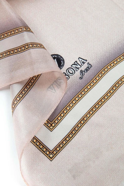 %100 İpek Dokulu Desenli Taba - Taba Renkli 92x210 Şal - Resim 6