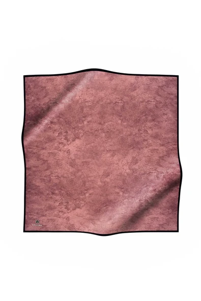 %100 Twill İpek Doku Desenli Gül Kurusu Renkli 90x90 Eşarp Dikim Şekli : El Dikişi - Resim 2