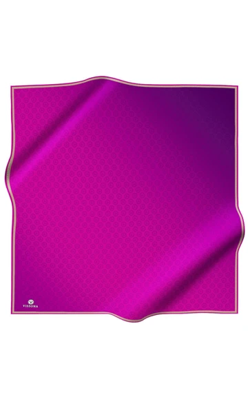 % 57 İPEK % 43 VİSKON Twill İpek Monogram Desenli Mürdüm Renkli 90x90 Eşarp Dikim Şekli : El Dikişi - Resim 2