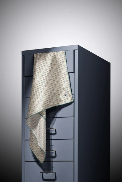 %100 Twill İpek Çizgi Desenli Mint Yeşili Renkli 90x90 Eşarp Dikim Şekli : El Dikişi - Resim 3