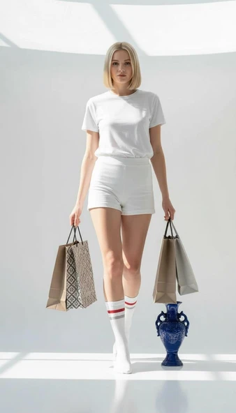 Kadın 2’li Tenis Çorabı Seti – Siyah & Beyaz Çizgili Spor Çorap – Nefes Alabilir Pamuklu - Resim 6